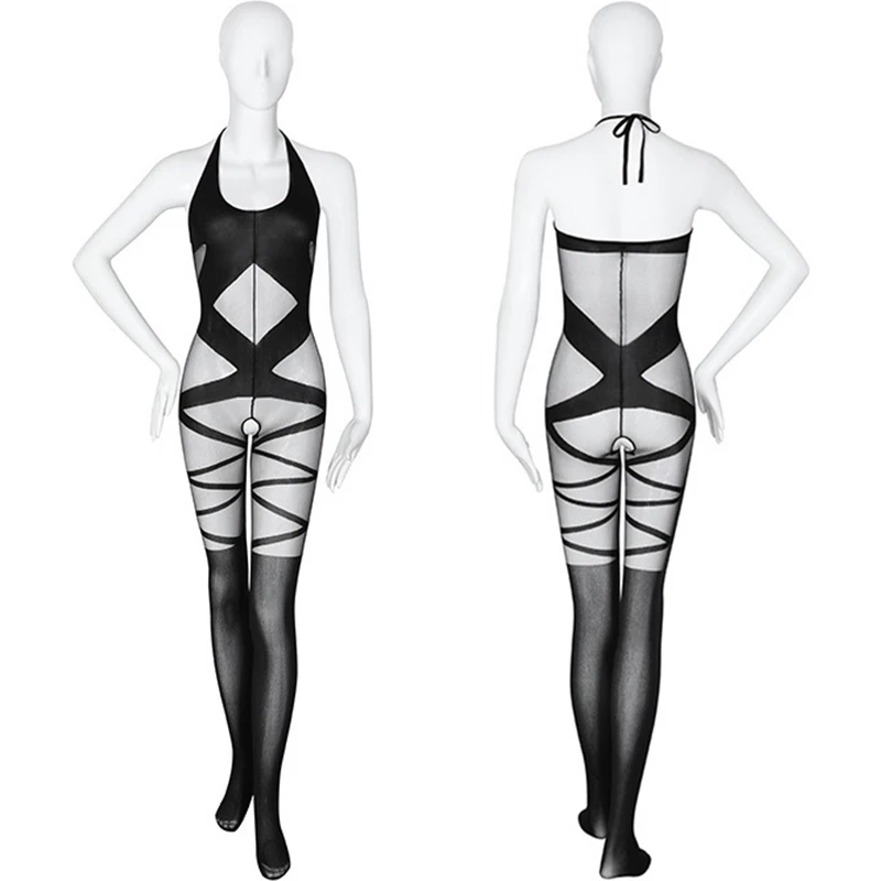 One Piece Sexy Lingerie For Women Mesh Transparent Baby Doll Dress Erotic Outfit Porn Cosplay Costumes  Open Crotch Stockings thumbnail 6
