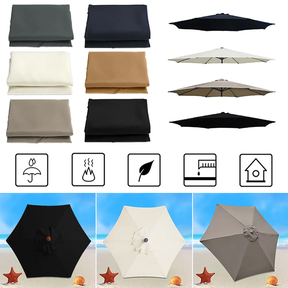 3m/9.8ft Patio Umbrella Replacement Canopy Market Umbrella Top Outdoor Umbrella Canopy with 8 Ribs/6 Ribs - No Umbrella Stand thumbnail 3