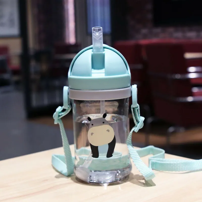 350ml Kids Drinking Cup Feeding Bottle With Straw Gravity Ball Wide Caliber Bottle thumbnail 2
