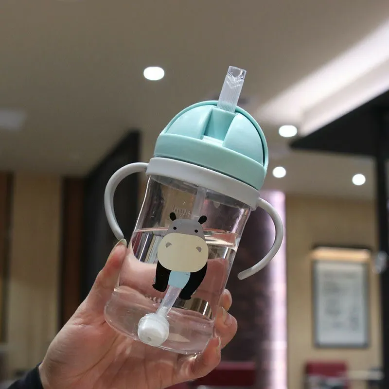 350ml Kids Drinking Cup Feeding Bottle With Straw Gravity Ball Wide Caliber Bottle thumbnail 6