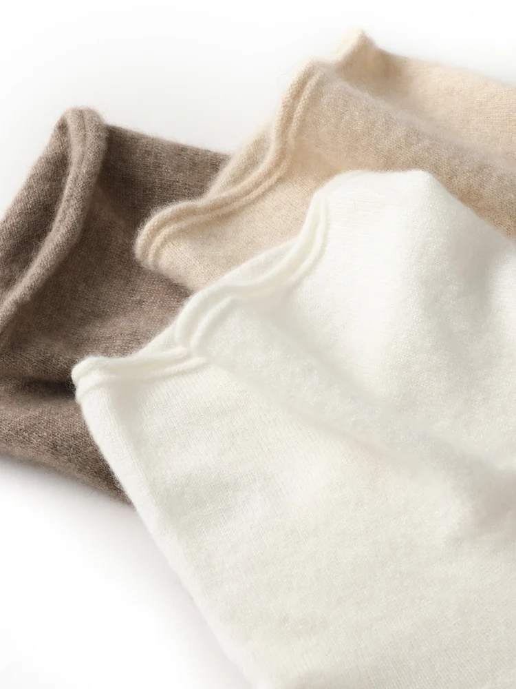 Women Autumn Winter Sleeveless Turtleneck Pullover Vest 100% Merino Wool Sweater Basic Soft Knitted Waistcoat Korean Style Top thumbnail 6