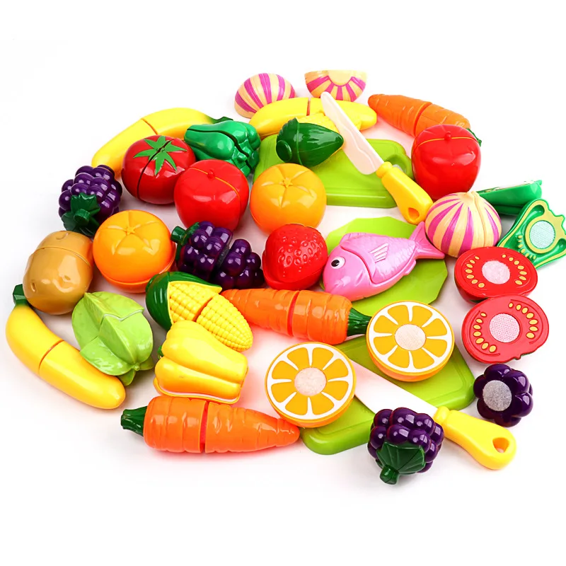 Children Kitchen Pretend Play Set Simulation Cutting Fruit Vegetable Food Cooking Miniature Thing Interactive Girl Kid Gift Toy
