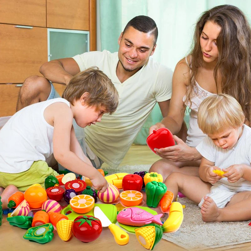 Children Kitchen Pretend Play Set Simulation Cutting Fruit Vegetable Food Cooking Miniature Thing Interactive Girl Kid Gift Toy thumbnail 2