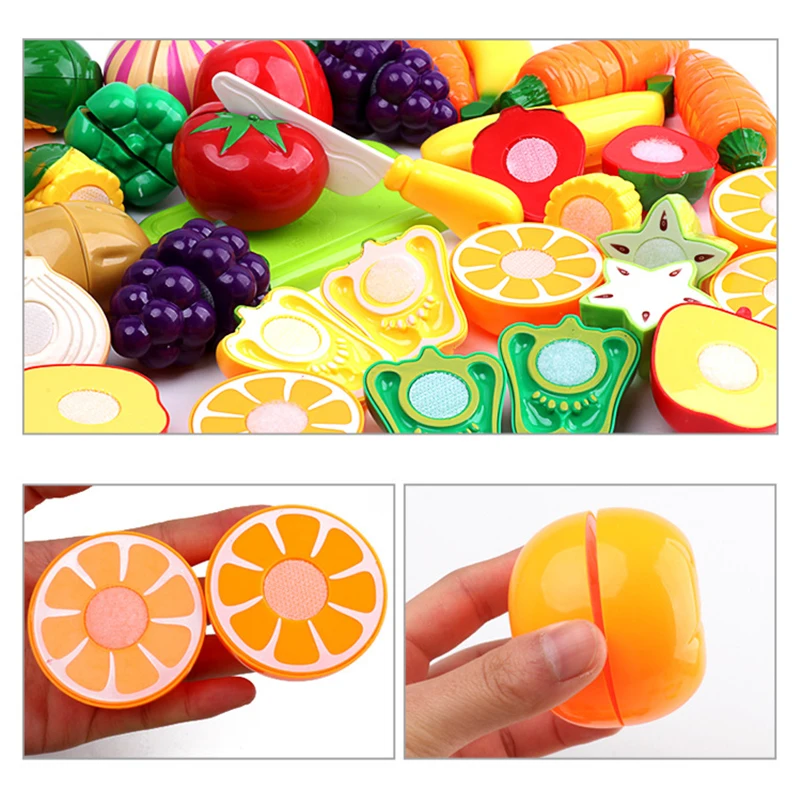 Children Kitchen Pretend Play Set Simulation Cutting Fruit Vegetable Food Cooking Miniature Thing Interactive Girl Kid Gift Toy thumbnail 4