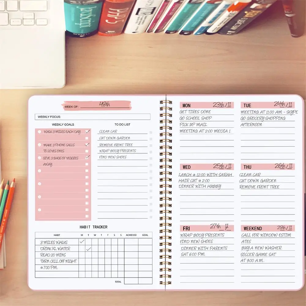2024 Weekly Planner Agenda A5 Notebook Planner Pouch 52 Weeks Planner Schedules Stationery School Office Supplies Stationery thumbnail 6