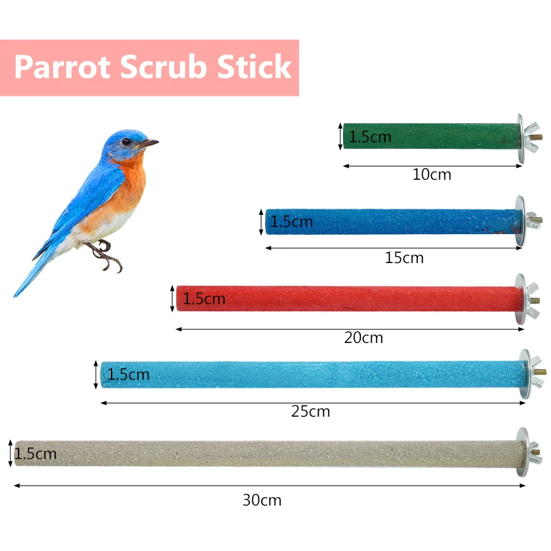 1Pc Pet Bird Chew Toys Parrot Perches Stand Platform Cage Toy Paw Grinding Clean Toys Parrot Scrub Stick thumbnail 3
