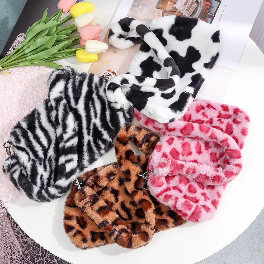 New Women's Casual Shoulder Bag Animal Print Leopard Plush Lady Shoulder Underarm Bag Female Messenger Bag Crossbody Bags thumbnail 5