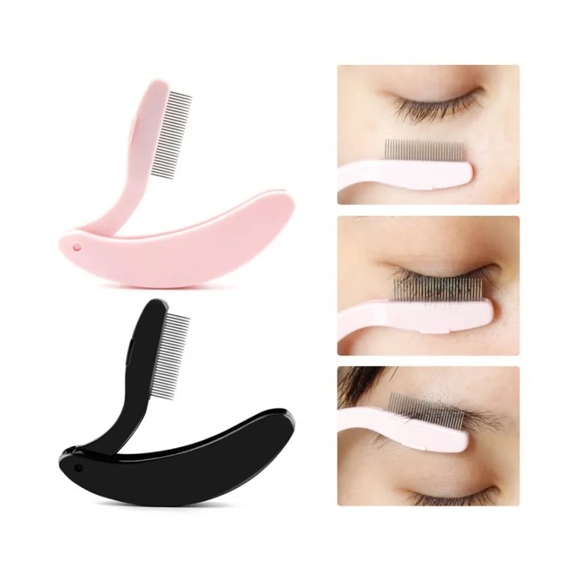 1pc Eyelash Beauty Collapsible Separator Portable Eyelash Brush Comb Mascara Curl Eye Lash Stainless Steel Eyelash Combing Tools