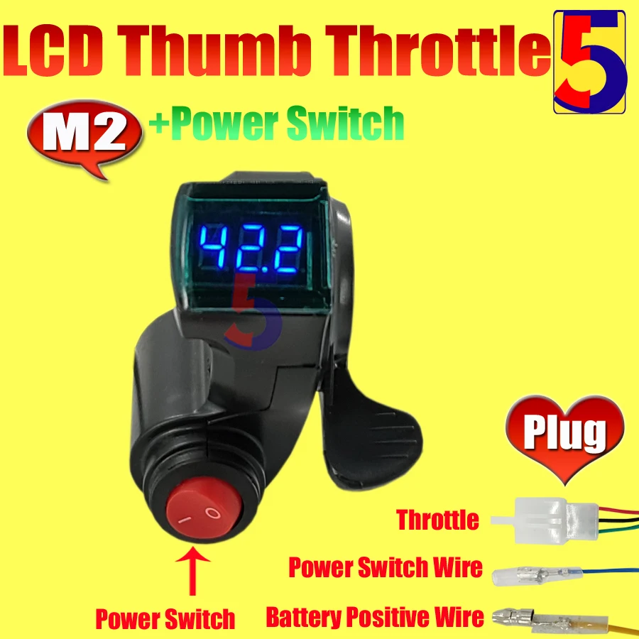 12V-99V Electric Vehicle Finger Thumb Throttle/E-Scooter Half Twist throttle voltage display/22.2mm Handbars thumbnail 5