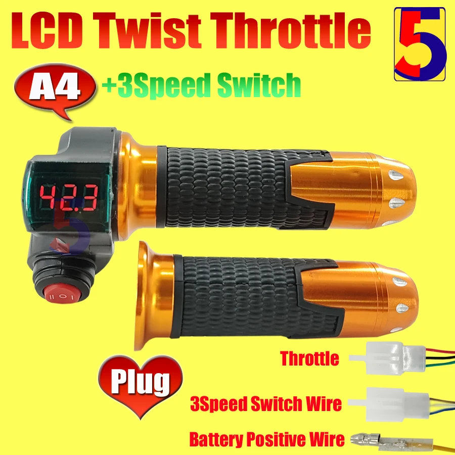 12V-99V Electric Vehicle Finger Thumb Throttle/E-Scooter Half Twist throttle voltage display/22.2mm Handbars thumbnail 4