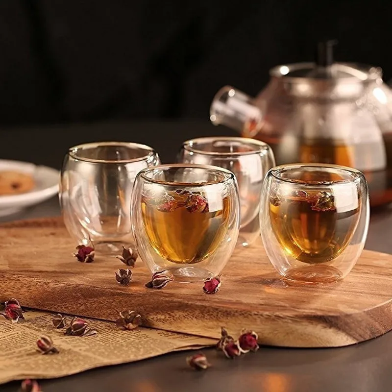 1 pcs Heat-resistant Double Wall Glass Cup Beer Espresso Coffee Cup Set Handmade Beer Mug Tea glass Whiskey Glass Cups Drinkware thumbnail 3