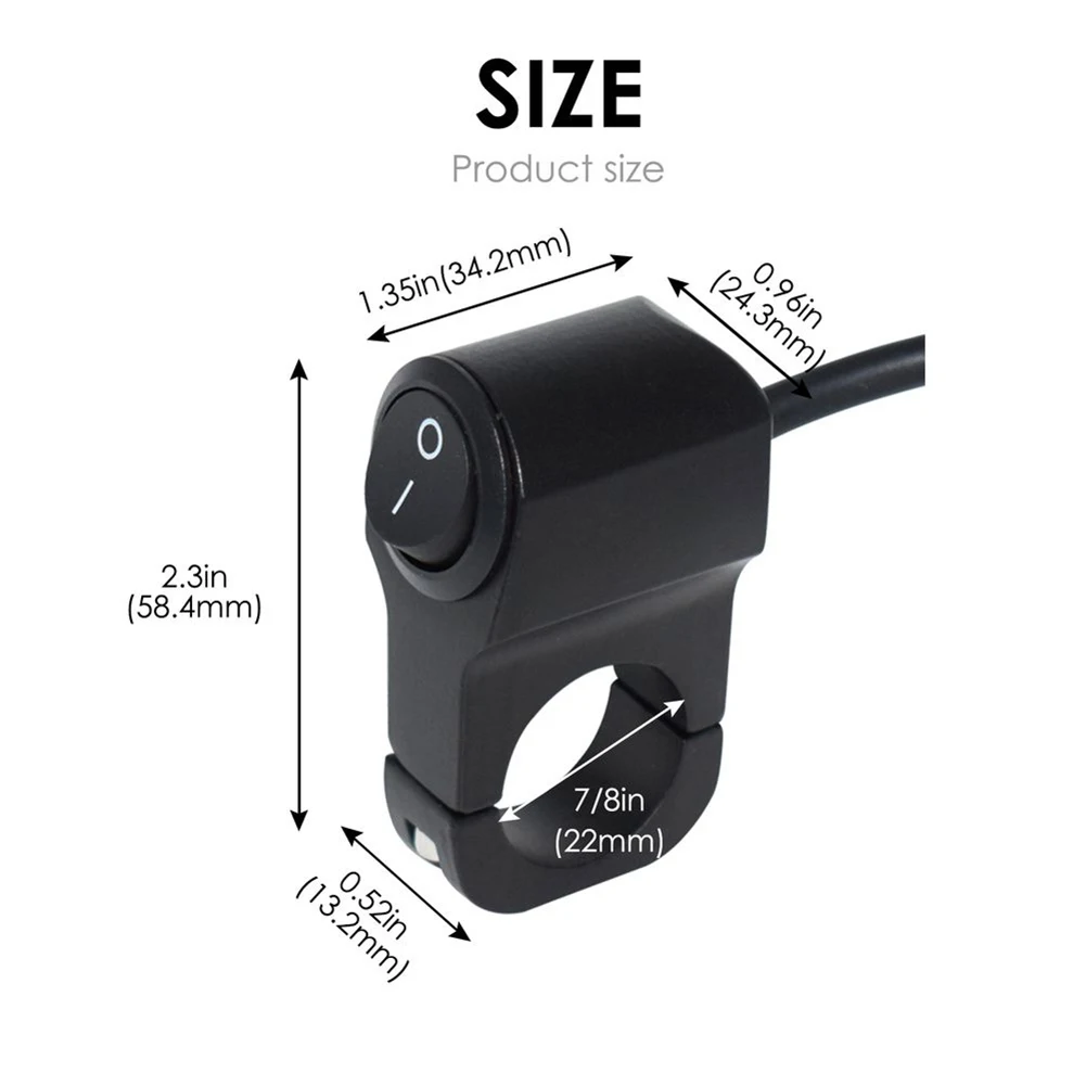Motorcycle Handlebar Headlight Switch Motorbike Fog Spotlight On/Off Switch Aluminum Alloy Switch For 12V 22mm Scoote thumbnail 2
