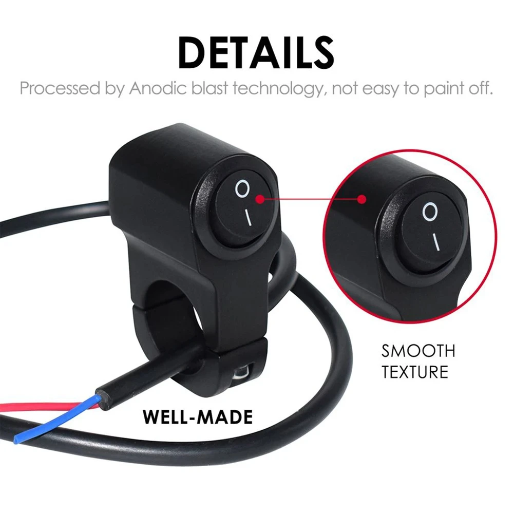 Motorcycle Handlebar Headlight Switch Motorbike Fog Spotlight On/Off Switch Aluminum Alloy Switch For 12V 22mm Scoote thumbnail 6