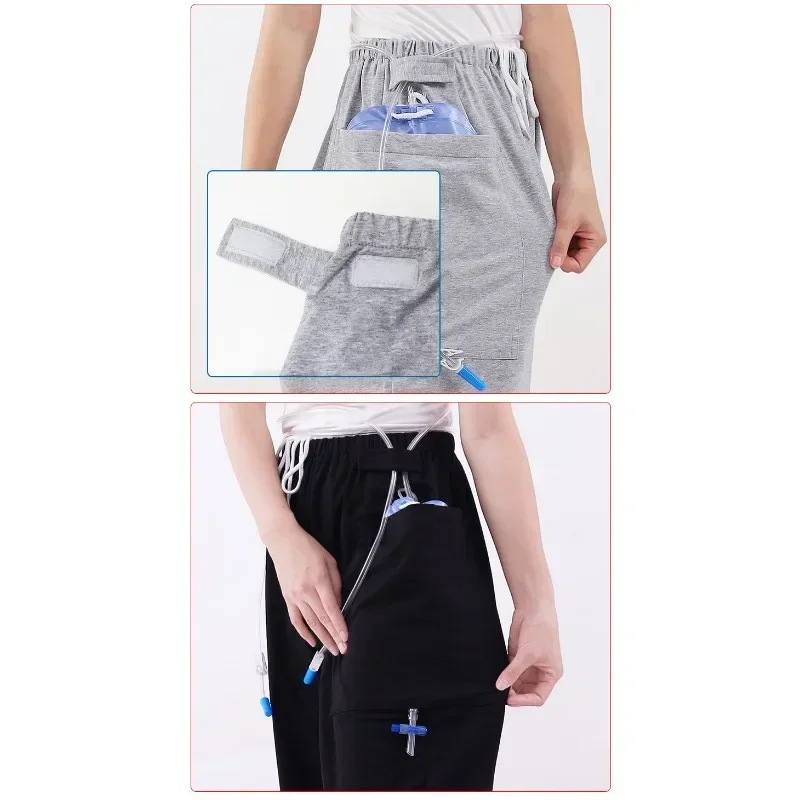 Urine Bag Pants Spring/Summer Hidden Bladder Stomy Pants Elderly Incontinence Drainage Patient Care Pants Single/Double Pocket thumbnail 2