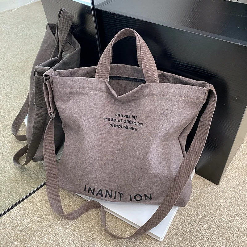 Japanese Canvas Men's and Women's Simple Cross-body Bag Wash Canvas Thick Handbag Large Capacity Arts Students Package Satchel thumbnail 6