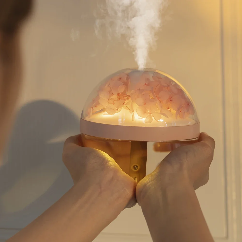 270ML Air Humidifier USB Rechargeable 800mAh Home Hydration Humidifier Colour LED Light Mist Maker Flower Humidificador thumbnail 2