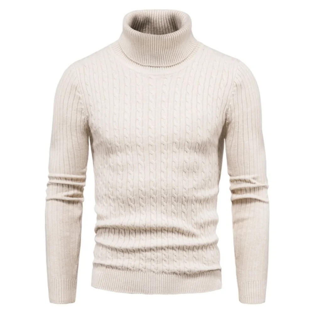 Autumn Winter Turtleneck Pullovers Warm Solid Color Men's Sweater Slim Pullover Men Knitted Sweaters Bottoming Shirt thumbnail 6