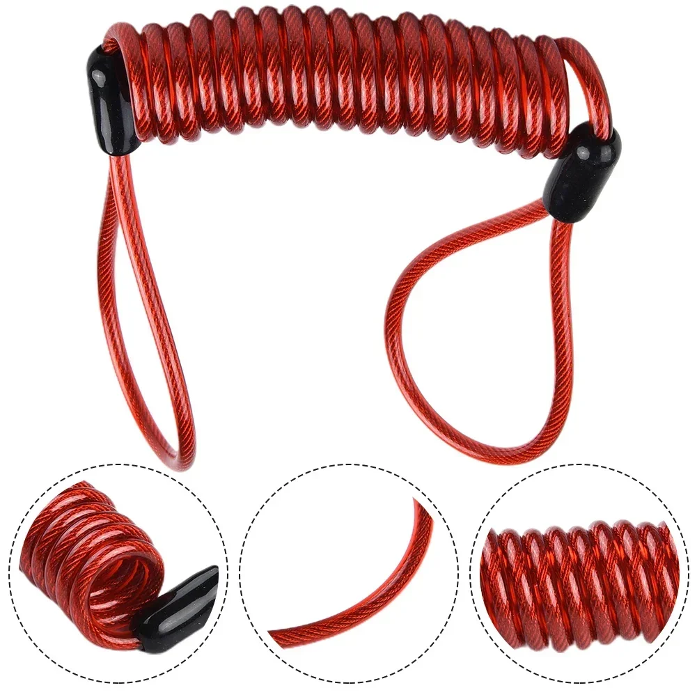 1pcs Helmet Motorcycle Disc Brake Lock Anti-theft Spring Reminder Rope 120cm 2 Looped-ends Spring Cord For External Engine Motor thumbnail 4