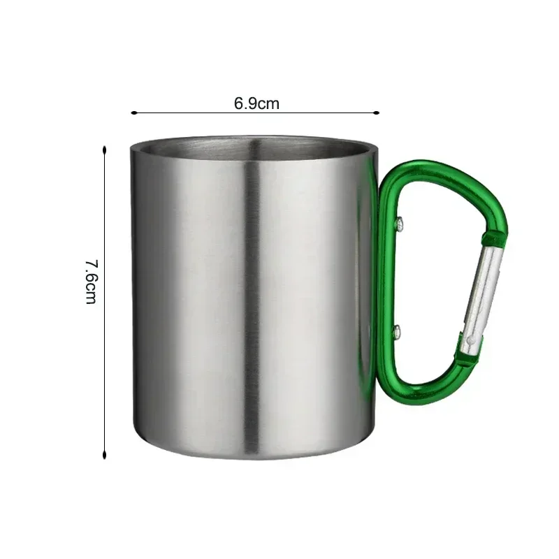 200ml Outdoor Camping Mug Stainless Steel Cup Traveling with Carabiner Handle Coffee Tea Mug Cookware Set Outdoor thumbnail 6