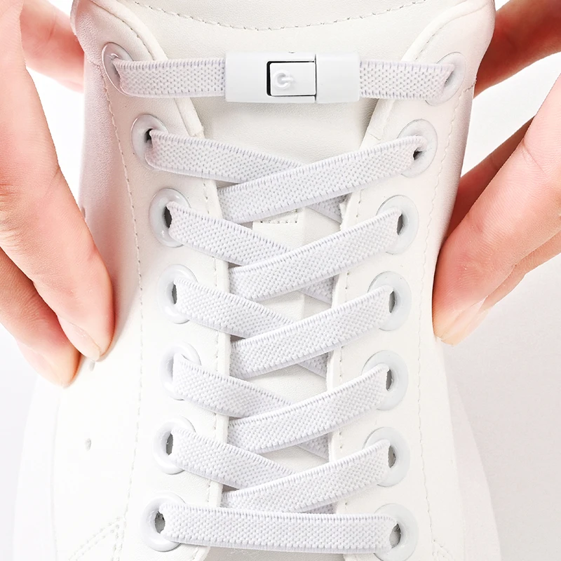 8mm No Tie Shoe Laces Press Lock Shoelaces Without Ties Elastic Laces Sneaker Kids Adult Widened Flat Shoelace for Shoes thumbnail 2