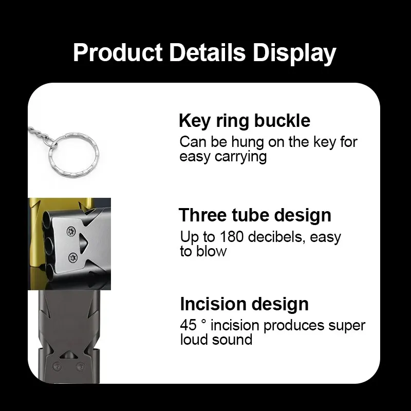 1 Pcs Double Pipe Pendant Keychain High Decibel Outdoor Survival Emergency Whistle Camping Tool Multifunction thumbnail 4