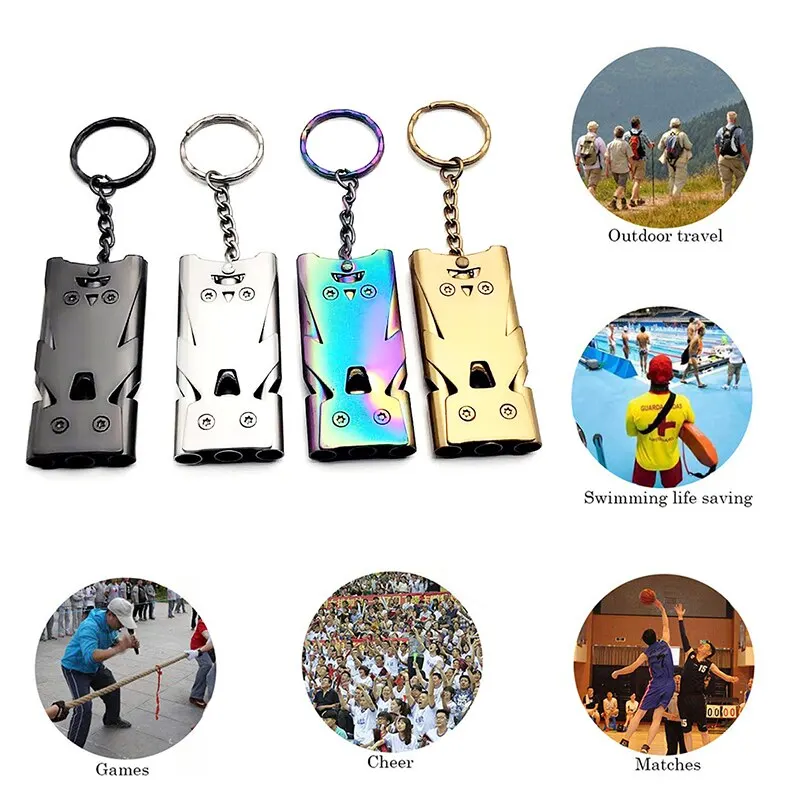 1 Pcs Double Pipe Pendant Keychain High Decibel Outdoor Survival Emergency Whistle Camping Tool Multifunction thumbnail 6