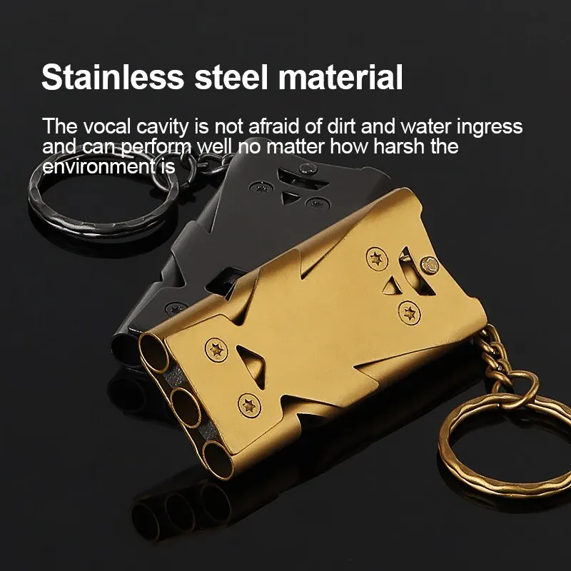 1 Pcs Double Pipe Pendant Keychain High Decibel Outdoor Survival Emergency Whistle Camping Tool Multifunction thumbnail 3