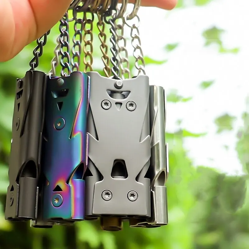 1 Pcs Double Pipe Pendant Keychain High Decibel Outdoor Survival Emergency Whistle Camping Tool Multifunction thumbnail 5
