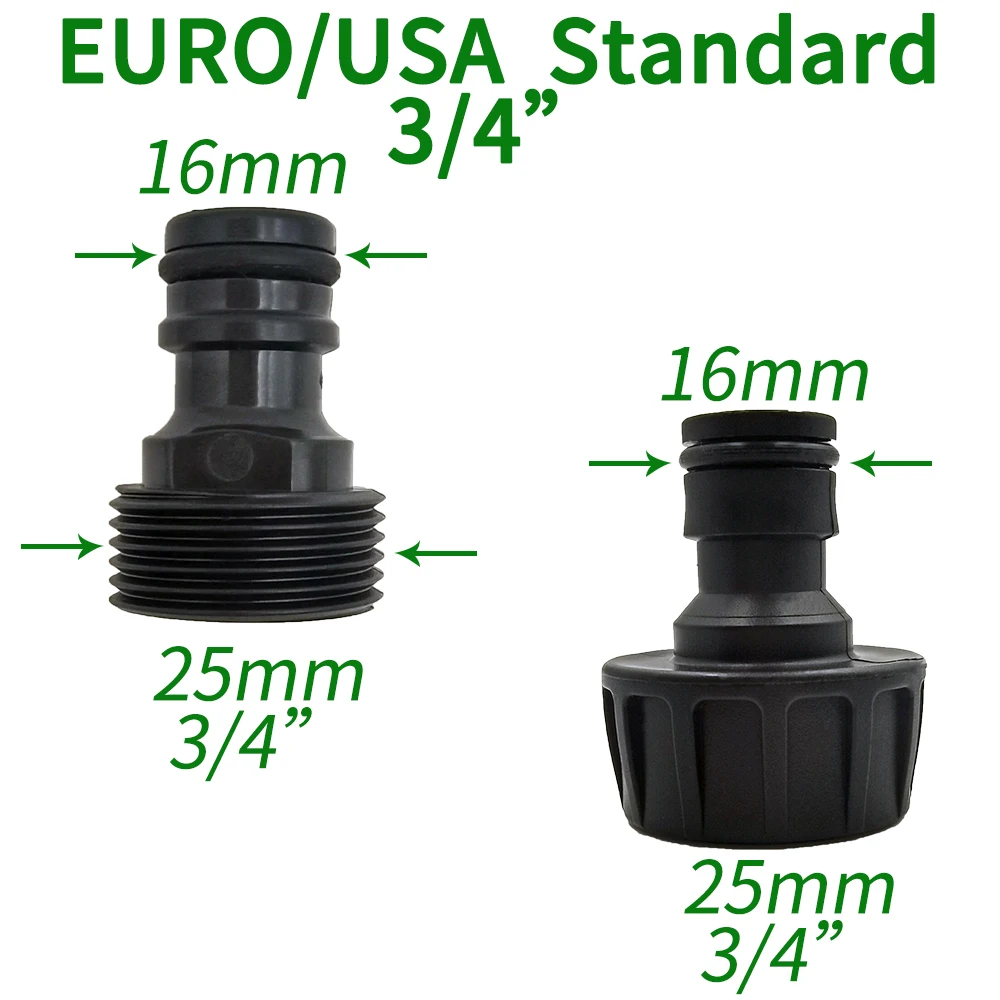 Quick Connector Nipple EURO USA 3/4 Inch Male Threaded Hose Pipe Adapter for Garden Tubing Drip Irrigation Watering System thumbnail 5