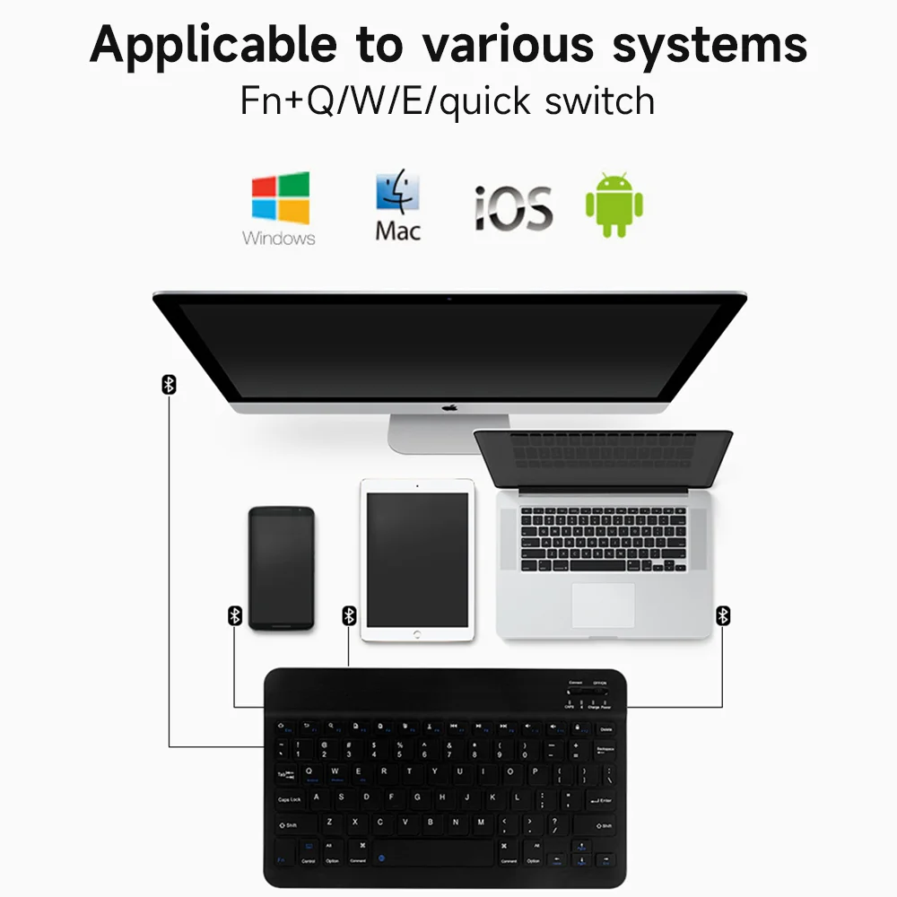 Bluetooth Keyboard for IOS Android Windows Wireless Keyboard for Tablet Cellphone Tablet Accessories for iPad Samsung Tab Mouse thumbnail 2