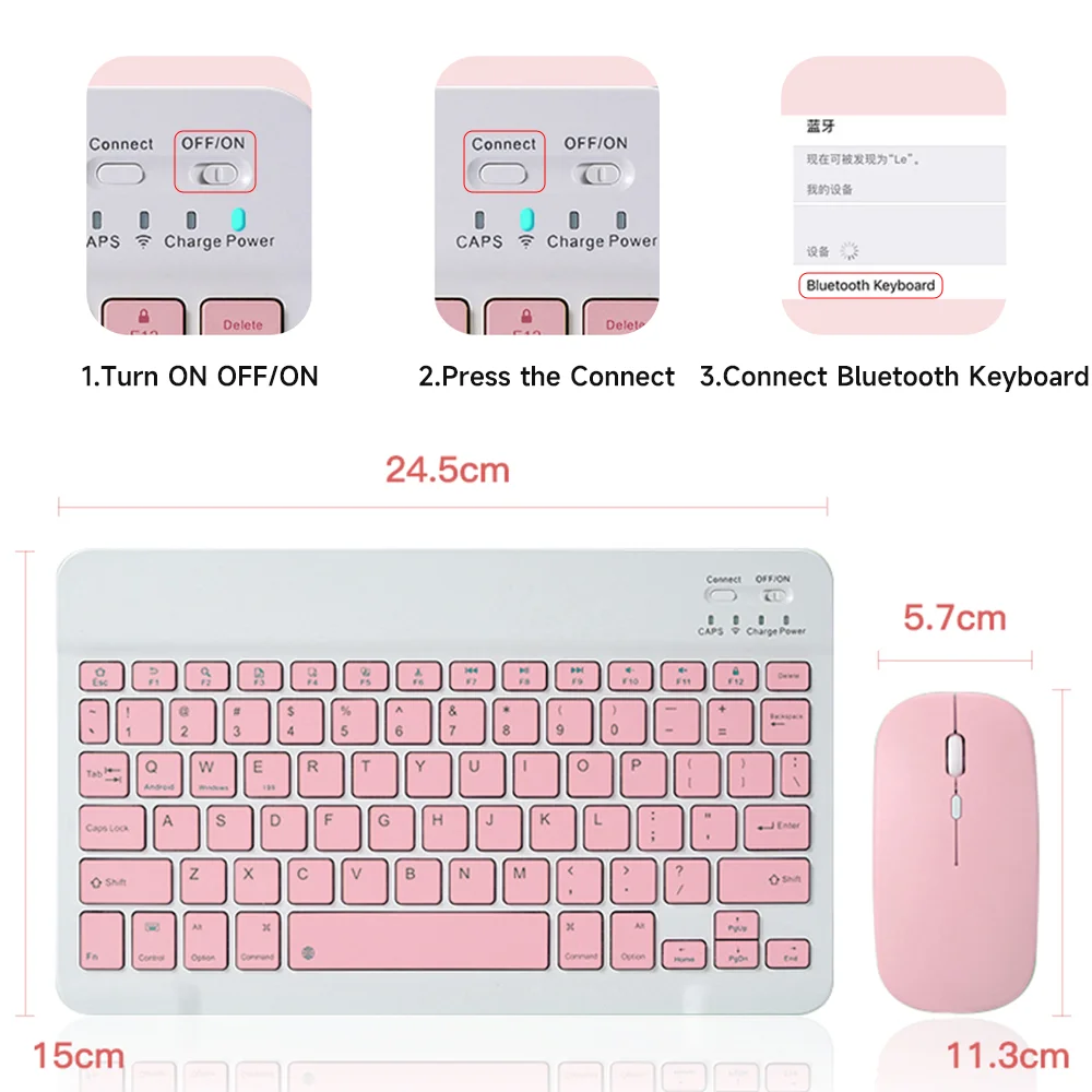Bluetooth Keyboard for IOS Android Windows Wireless Keyboard for Tablet Cellphone Tablet Accessories for iPad Samsung Tab Mouse thumbnail 6
