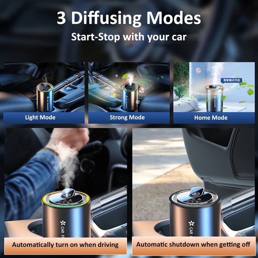 Car Aroma Diffuser with LED Starry Ambient Light 50ml Cologne Perfume Car Air Freshener Flavoring for Cars Fragrance Diffusers thumbnail 2