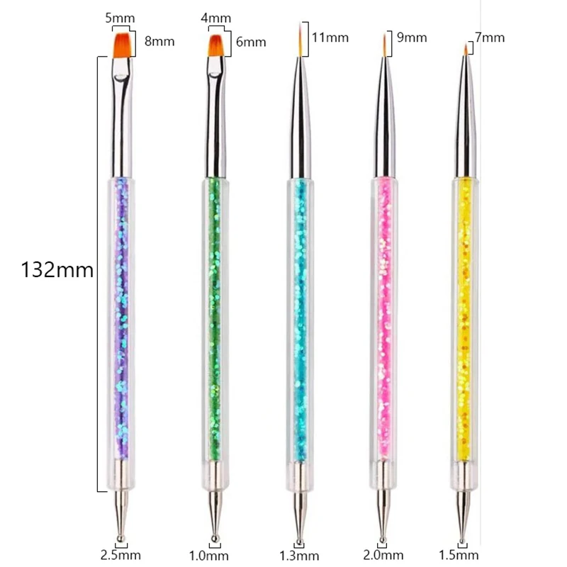 5Pcs Nails Art Dotting Pen Nails Brushes For Nails Art Accessories Tools Kits Nail Supplies For Professionals Manicure Set thumbnail 5