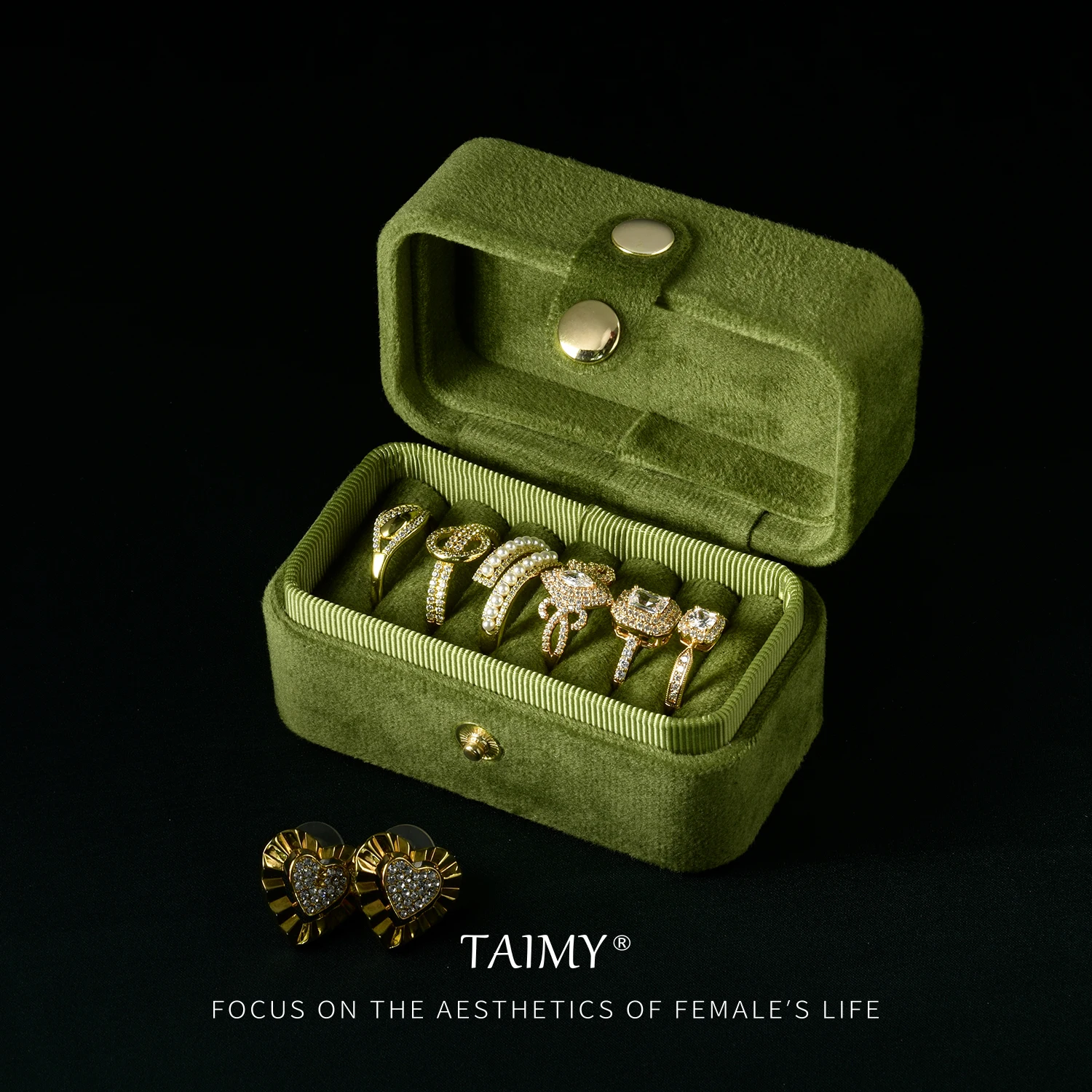TAIMY Mini Plush Velvet Ring Jewelry Box Portable Travel Storage Case Free Support Custom Logo Service Jewelers Packaging Boxes thumbnail 2
