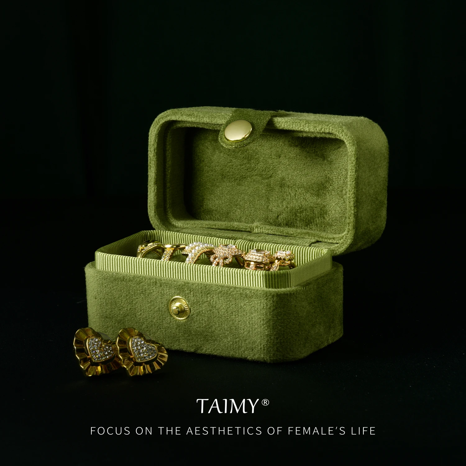 TAIMY Mini Plush Velvet Ring Jewelry Box Portable Travel Storage Case Free Support Custom Logo Service Jewelers Packaging Boxes thumbnail 3