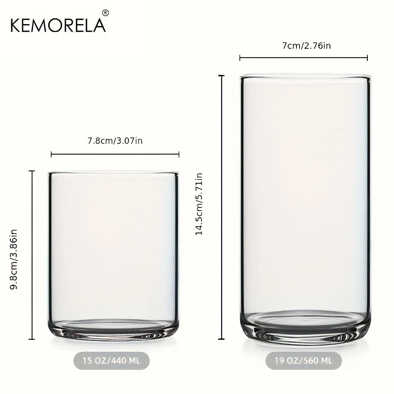6/4PCS 15/19 Oz BPA Free Borosilicate Drinking Glasses Set Heat Resistant, Dishwasher Safe For Cocktail Whiskey Soda Water Beer thumbnail 6