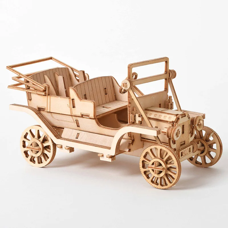 Diy 3d wooden puzzle for Assembly Puzzle Laser Cutting Sailing Ship Biplane Steam Locomotive Train Toy diy Kit  for adults Child thumbnail 3