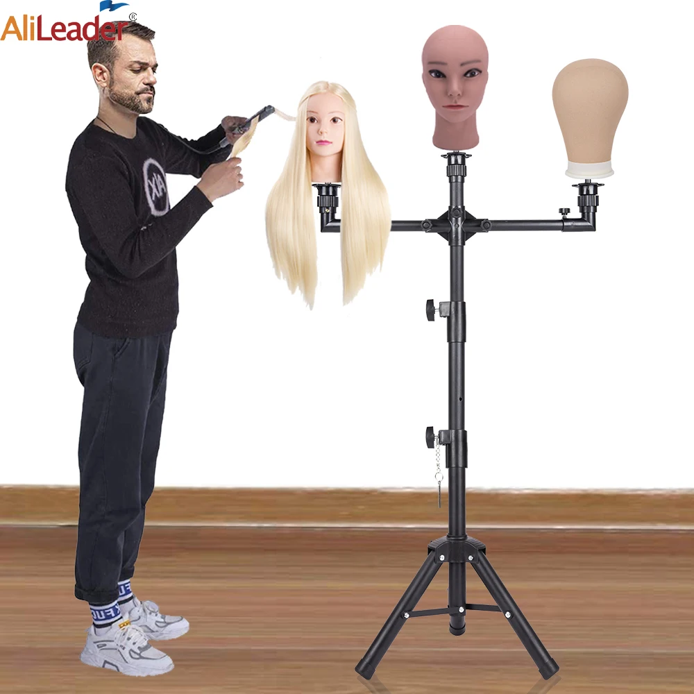 Multifunction Three Holders Wig Stand Wig Tripod Wig Mannequin Head Stand For Canvas Block Mannequin Head / Training Doll Head thumbnail 2