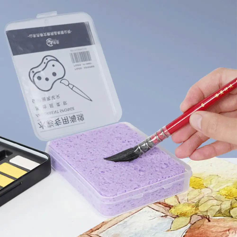 Watercolor Painting Sponge Boxed Moisturizing Special Water Chalk Sponge Strong Water Absorption Cleaning Tool Art Supplies thumbnail 4