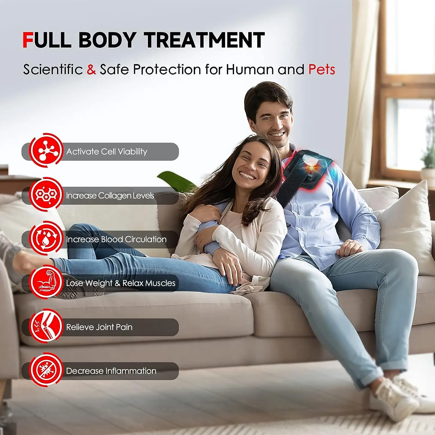 60 LEDs Red＆Infrared Light Therapy Belt 850nm 660nm Back  Burn Fat Wrap Slimming Machine Waist Heat Pad Full Body thumbnail 4