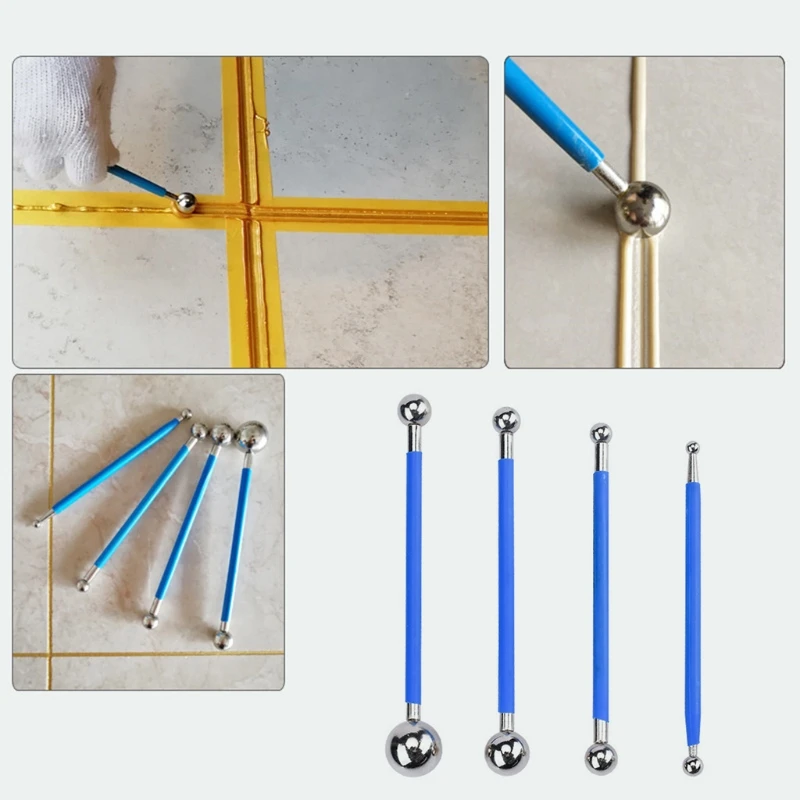 4x/set Caulking Tool  Caulk Finishing Tools Tile Floor Joint Repair  Pressed Ball for Bathroom Kitchen & Household thumbnail 4