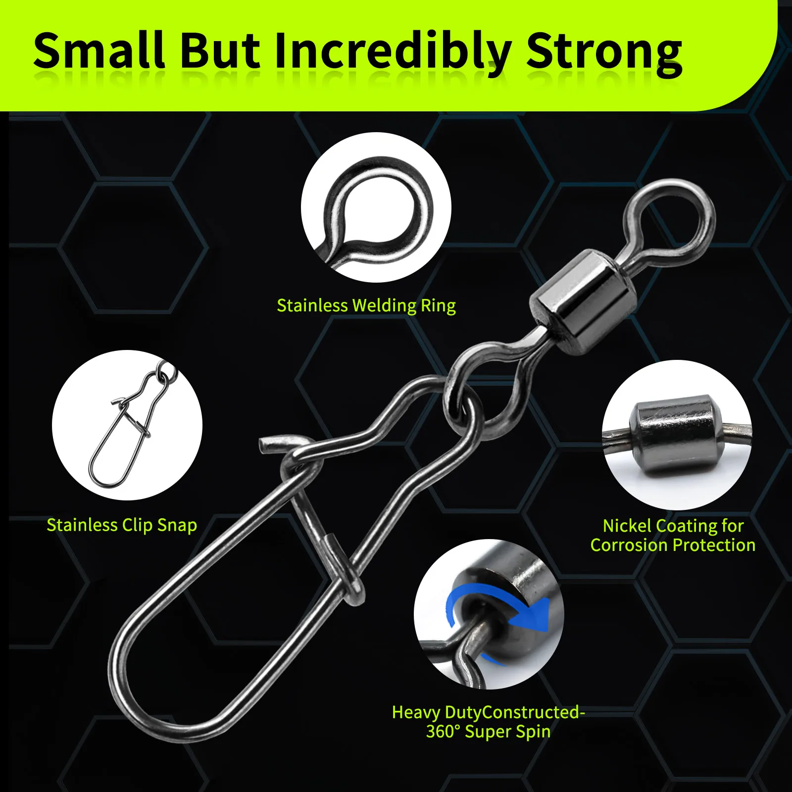 Duo-Lock Snap Swivels 50~200Pcs Fishing Swivel Snap Stainless Brass Saltwater Fishing Rolling Barrel Swivel Connectors Tackle thumbnail 2