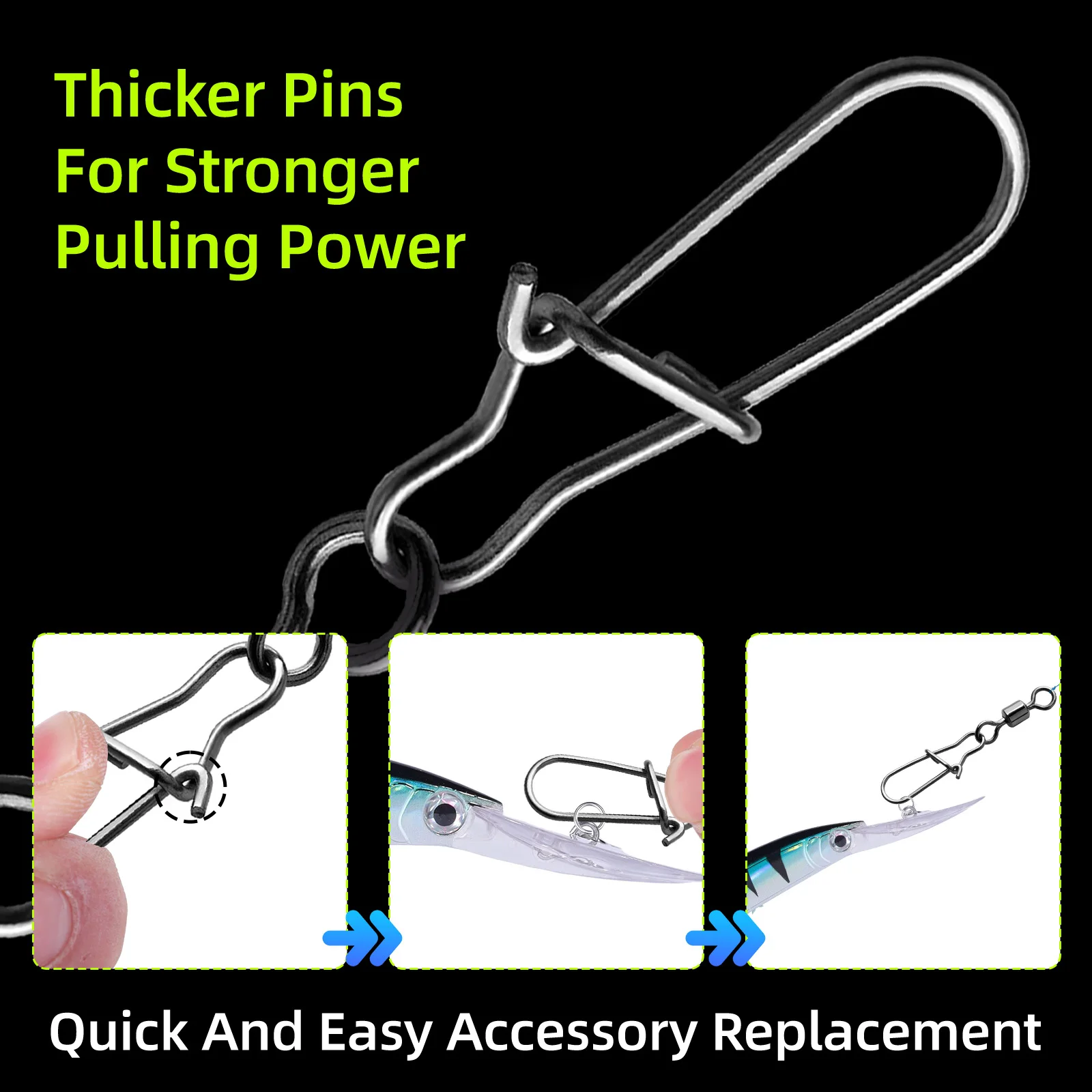 Duo-Lock Snap Swivels 50~200Pcs Fishing Swivel Snap Stainless Brass Saltwater Fishing Rolling Barrel Swivel Connectors Tackle thumbnail 6