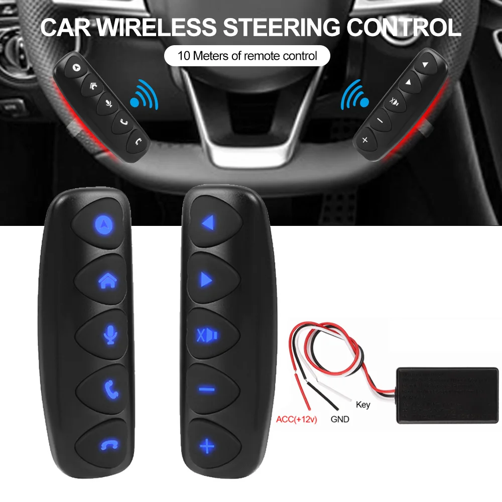 Wireless Car Steering Wheel Control Button 10 keys Luminous For Radio DVD GPS Multimedia Navigation Head Unit Remote Control
