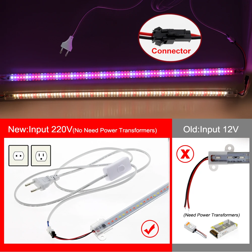 AC220V LED Grow Light 75leds LED Plant Light Bar Full Spectrum Phyto Lamp For Indoor Plants Flowers Hydroponics System thumbnail 4