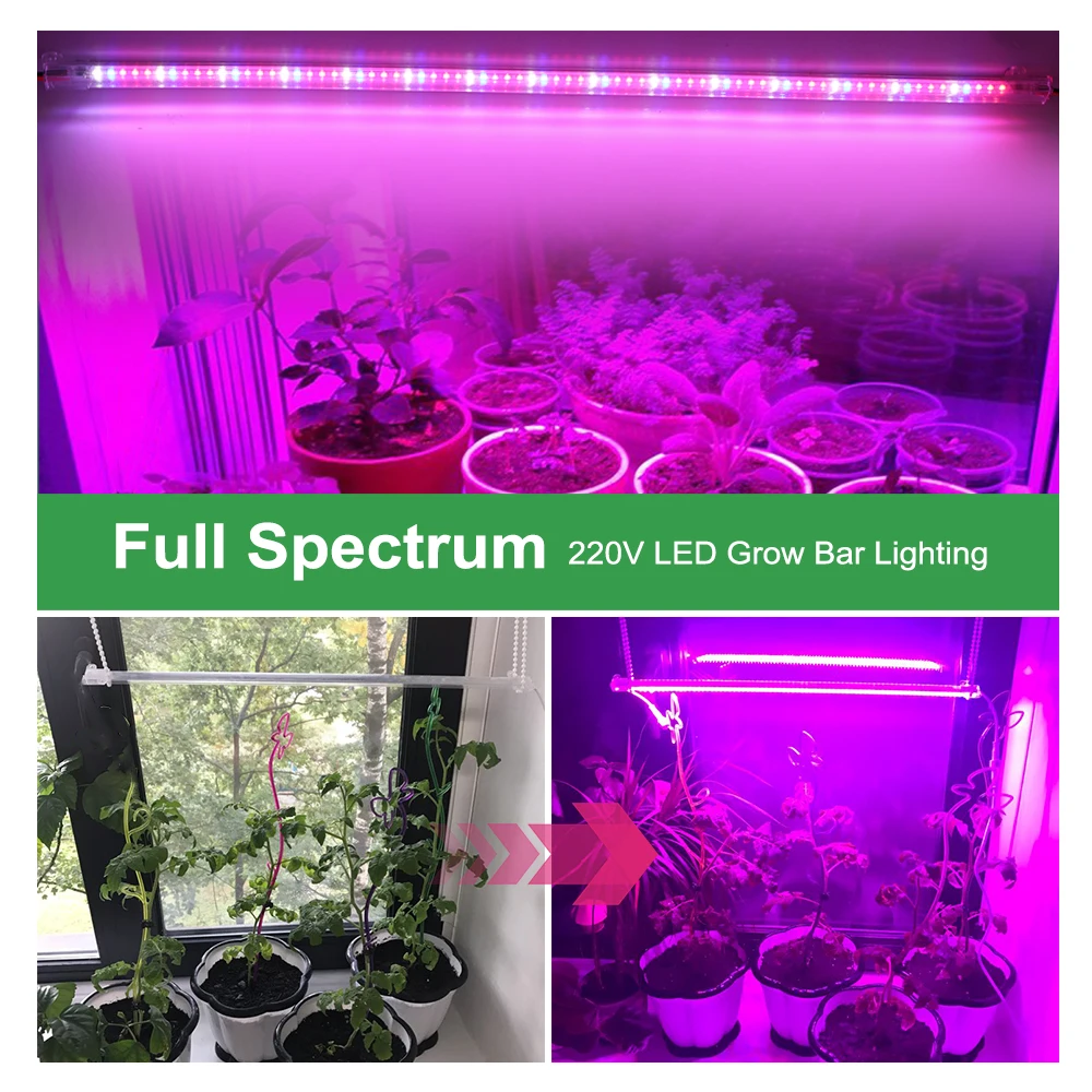 AC220V LED Grow Light 75leds LED Plant Light Bar Full Spectrum Phyto Lamp For Indoor Plants Flowers Hydroponics System thumbnail 6