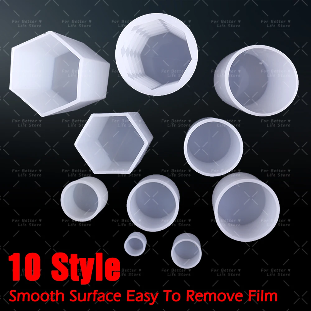 1PC 10 Style Cylindrical Hexagon Silicone Mold DIY Epoxy Resin Casting Mould UV Candle Home Decoration Jewelry Making Tools thumbnail 4