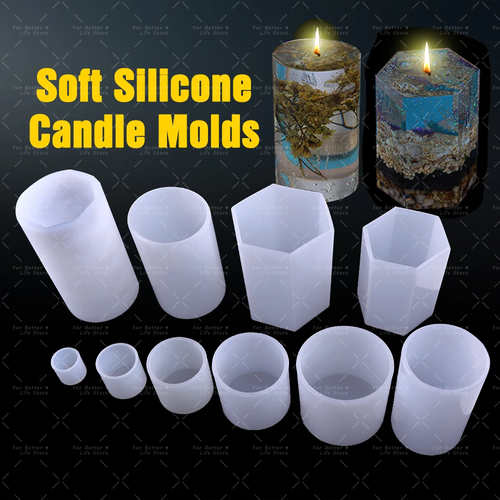 1PC 10 Style Cylindrical Hexagon Silicone Mold DIY Epoxy Resin Casting Mould UV Candle Home Decoration Jewelry Making Tools thumbnail 5