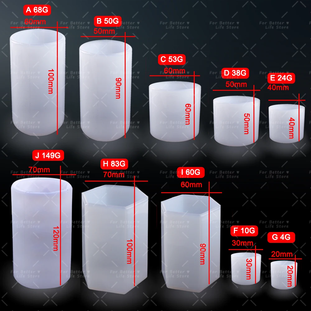 1PC 10 Style Cylindrical Hexagon Silicone Mold DIY Epoxy Resin Casting Mould UV Candle Home Decoration Jewelry Making Tools thumbnail 2