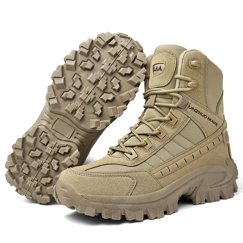 Men's Desert Combat Boots Outdoor Non-slip Tactical Boots Hiking Desert Ankle Hunting Shoes Work Safty Men Boots Botines Zapatos thumbnail 2